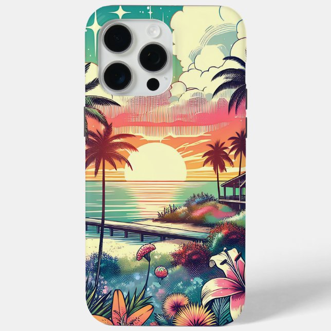Rosa und Türkisblau | Beach Art Case-Mate iPhone Hülle (Rückseite)