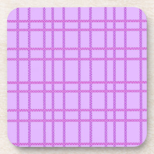 Rosa und violett geblümtes Schachbrettmuster Getränkeuntersetzer