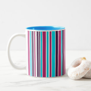 Rosa und violett gestreifter zweitöniger Kaffeebec Zweifarbige Tasse