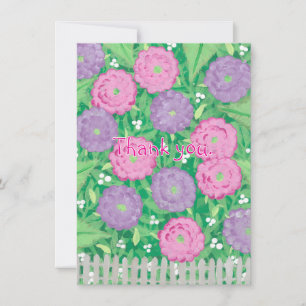 Rosa und violette Blumen Danke, Karten