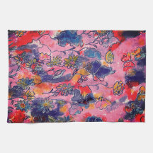 Rosa und violette Blumen Garten Original Wasserfar