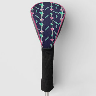 Rosa und violette Blumen Golf Headcover