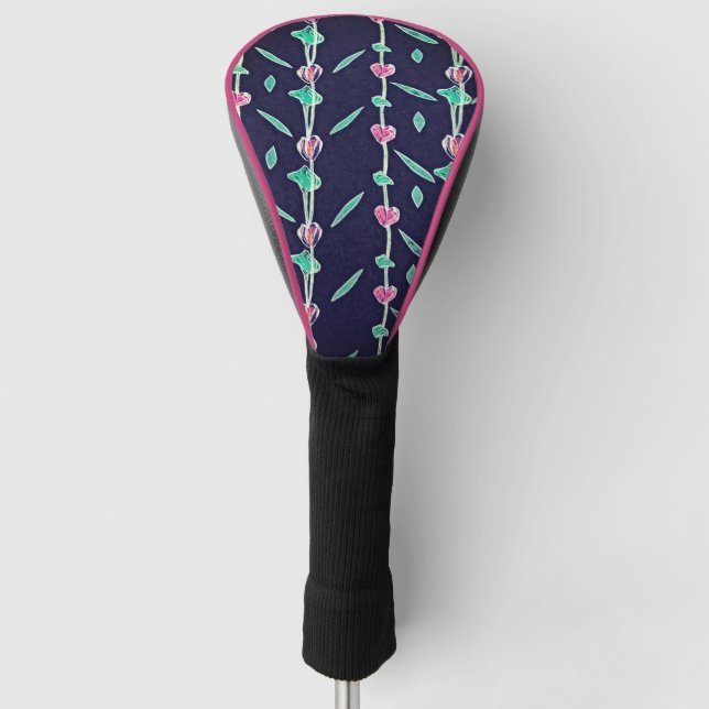 Rosa und violette Blumen Golf Headcover (Vorderseite)