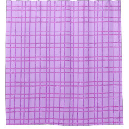 Rosa und violette Blumen kariertes Muster Duschvorhang