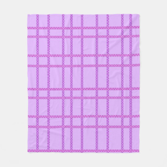 Rosa und violette Blumen kariertes Muster Fleecedecke (Vorderseite)