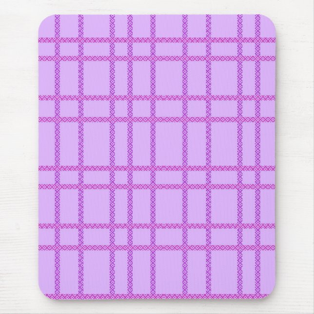 Rosa und violette Blumen kariertes Muster Mousepad (Vorne)
