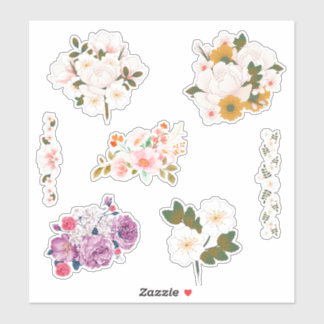 Rosa und violette Blumen, kundenspezifisch geschni Aufkleber