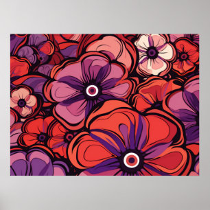 Rosa und violette Blumen Poster