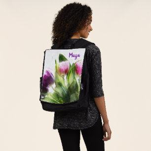 Rosa und violette Blumen Rucksack