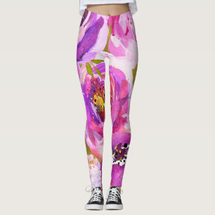 Rosa und violette Blumenexplosion Leggings