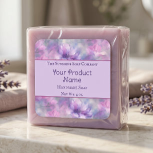 Rosa und violette Blüten Seifenkosmetik Badebomben Quadratischer Aufkleber