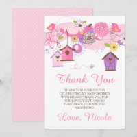 Rosa und violette florale Dankeskarten für Baby Sh