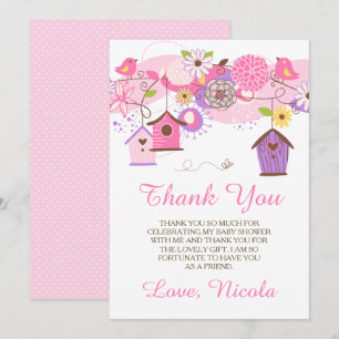 Rosa und violette florale Dankeskarten für Baby Sh Dankeskarte