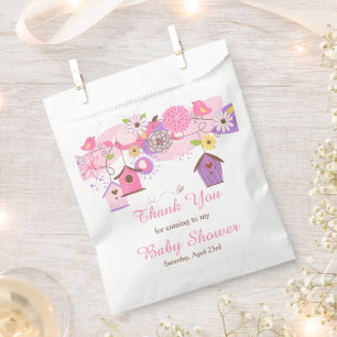 Rosa und violette florale Vogelkäfige Baby Shower Geschenktütchen