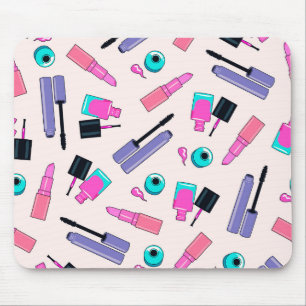 Rosa und violette Make-up-Kosmetik-Muster Mousepad