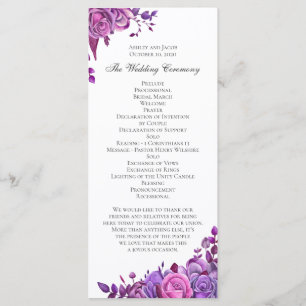 Rosa und violette Rosen. Hochzeitslila Blumen Programm