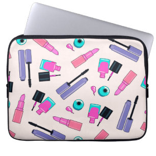 Rosa und violette Schmink-Kosmetik-Muster Laptopschutzhülle