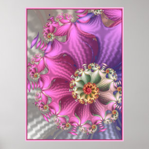 Rosa und violette seidige Fraktale Poster
