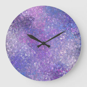 Rosa und violette Strass-Bling Große Wanduhr