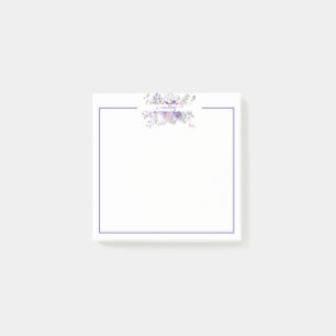 Rosa und violette Wasserfarbe floral personalisier Post-it Klebezettel