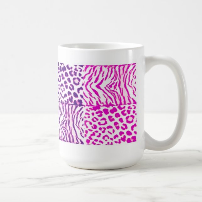 Rosa und violette wilde Tiermuster Kaffeetasse (Rechts)