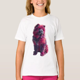 Rosa und violetter flauschiger Chow-Chow-Welpe für T-Shirt