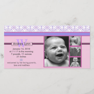 rosa und violettes Bandana-Muster-Baby-Ankündigung Ankündigung