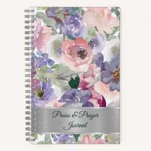 Rosa und violettes florales Lob- und Gebetsjournal Notizbuch