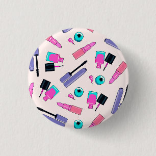 Rosa und violettes Make-up-Kosmetikmuster Button
