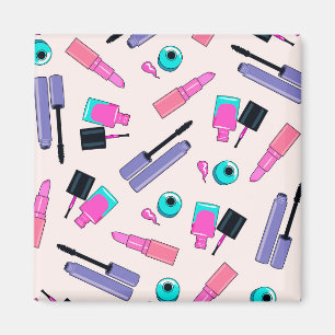 Rosa und violettes Make-up-Kosmetikmuster Magnet