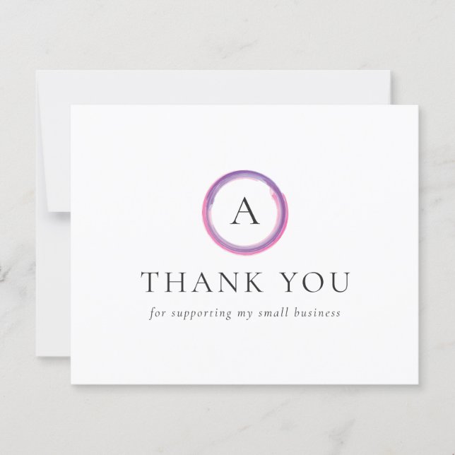 Rosa und violettes Monogramm Budget Geschäft Danke (Vorderseite)