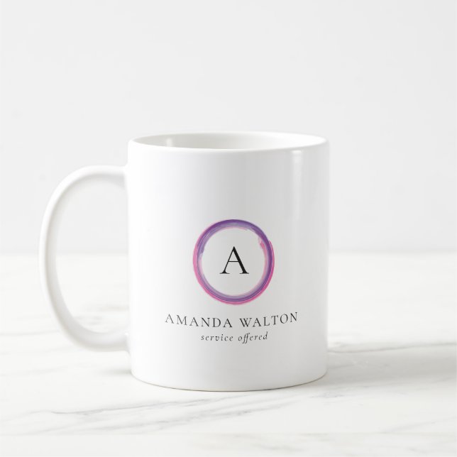 Rosa und violettes Monogramm modernes Geschäft Kaffeetasse (Links)