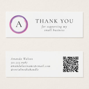 Rosa und violettes Monogramm QR-Code-Package Inser