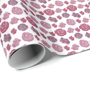 Rosa und violettes Rosenmuster Geschenkpapier