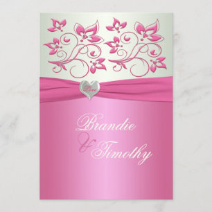 Rosa und Wedding Einladung blasses es-grün