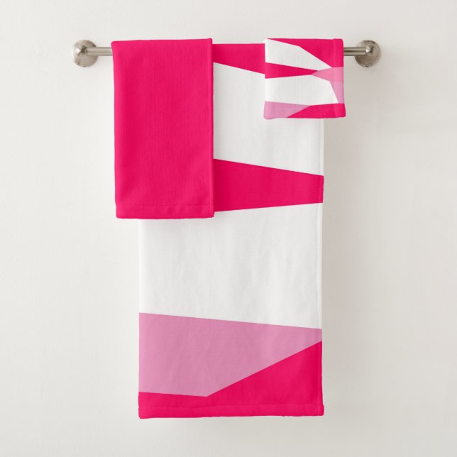 Rosa und Weiß Abstrakt Badhandtuch Set (Insitu)