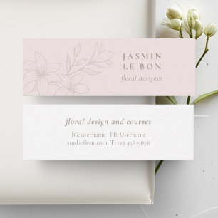Rosa und Weiß Chic Minimalistische Blume Mini Visitenkarte