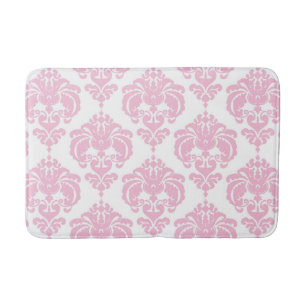Rosa und Weiß Damast Elegant Vintage Chic Badematte