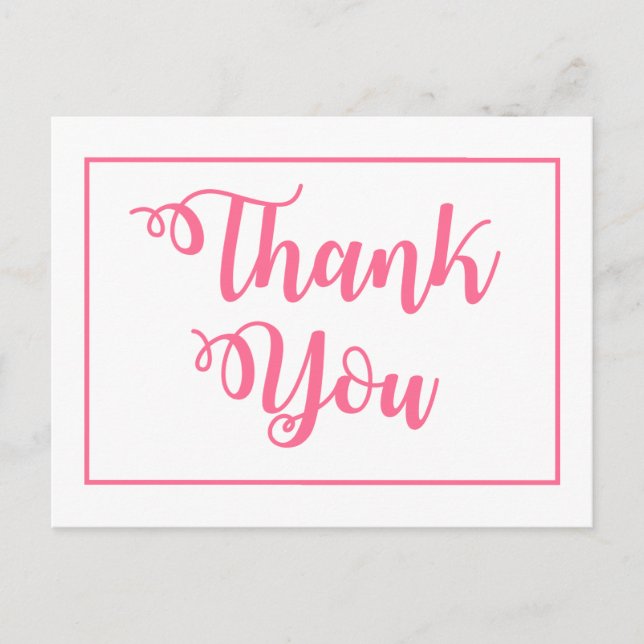 Rosa und Weiß Danke für die Hochzeitsfeier Postkarte (Vorderseite)