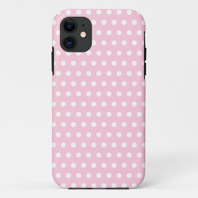 Rosa und Weiss gepunktetes Muster Case-Mate iPhone Hülle (Rückseite)