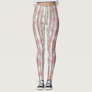 rosa und weiß gestreifter Hintergrund Leggings