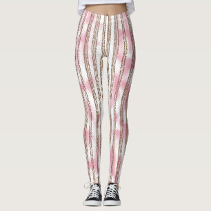 rosa und weiß gestreifter Hintergrund Leggings