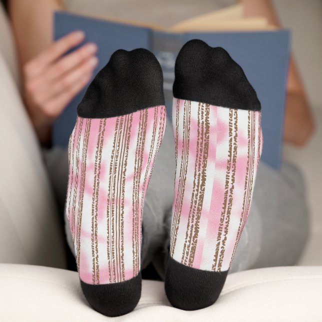 rosa und weiß gestreifter Hintergrund Socken (Unterseite)
