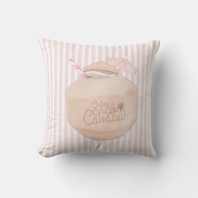 Rosa und weiß gestrichen | Coconut Drink | Cabana  Kissen (Vorderseite)