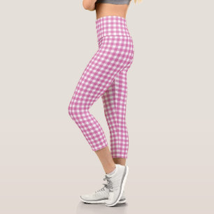 Rosa und Weiß Gingham Capri Leggings