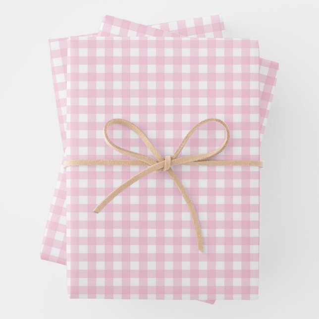 Rosa und Weiß Gingham Geschenkpapier Set (Beispiel)