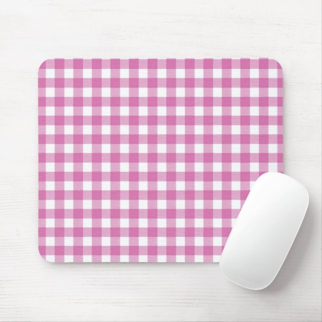 Rosa und Weiß Gingham Mousepad (Mit Mouse)