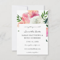 Rosa und Weiß Graue Blüte 2 Save the Date V2