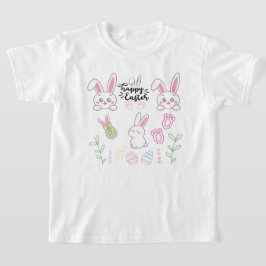 Rosa und Weiß "Happy Oaster" Sonniger T - Shirt
