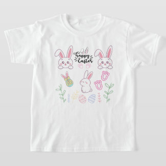 Rosa und Weiß "Happy Oaster" Sonniger T - Shirt